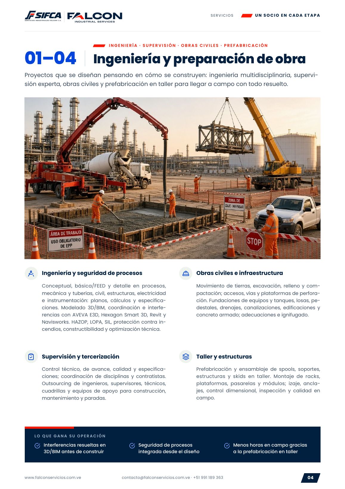 Página 4: Ingeniería y preparación de obra