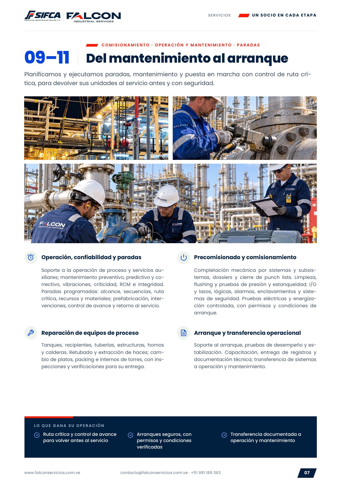 Página 7: Del mantenimiento al arranque