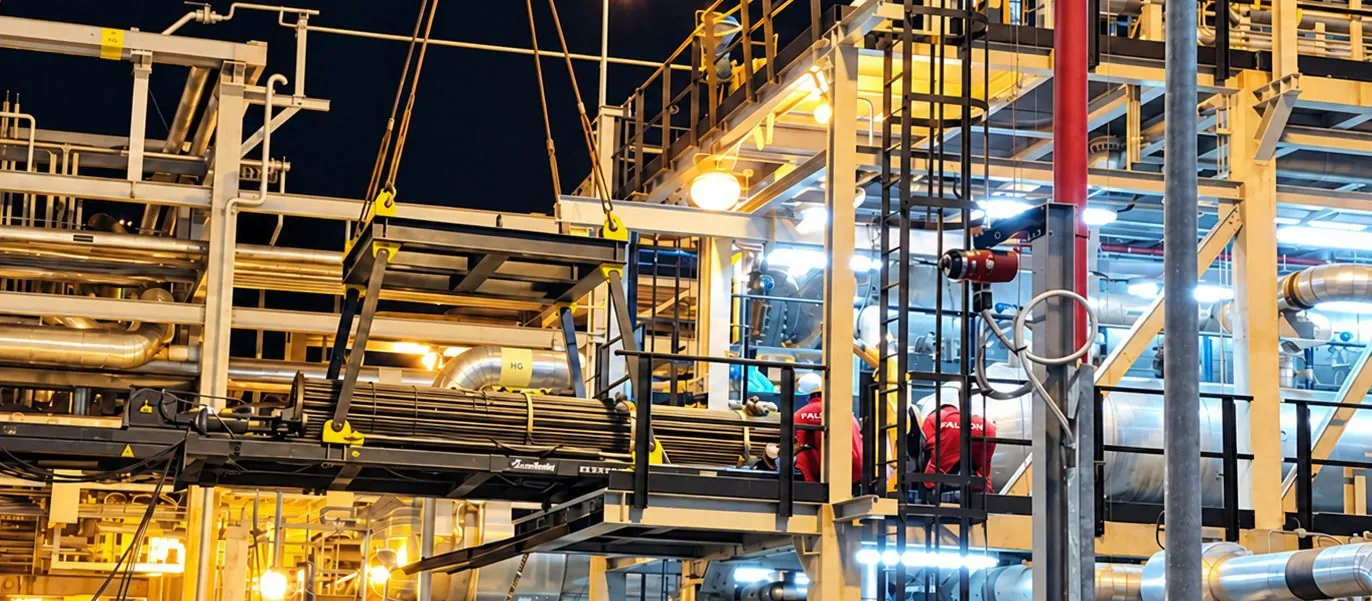 Trabajos nocturnos en una parada de planta